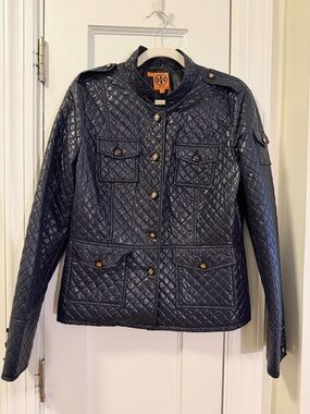 Tory Burch Navy Quilted Utility Jacket